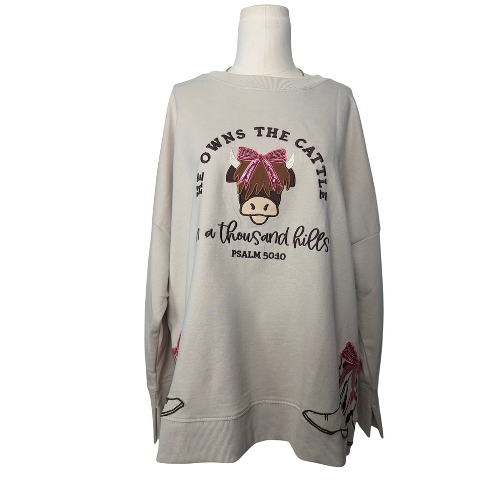 "He Owns The Cattle" - Side Slit Sweatshirt ( Love in Faith)
